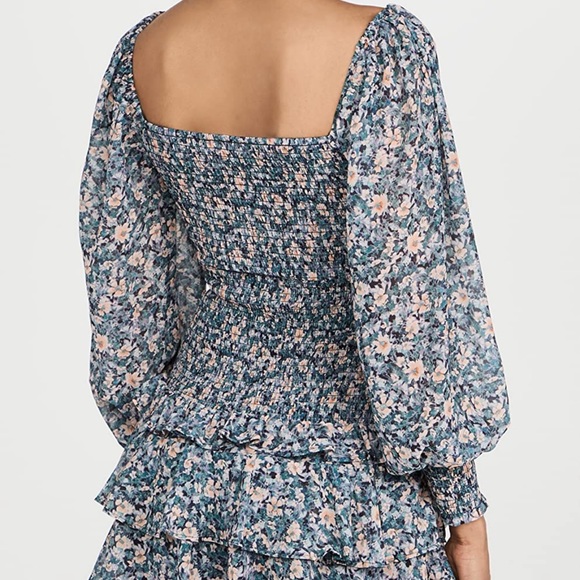 ASTR the Label Marietta Dress Blue Peach Multi Floral - Picture 4 of 9